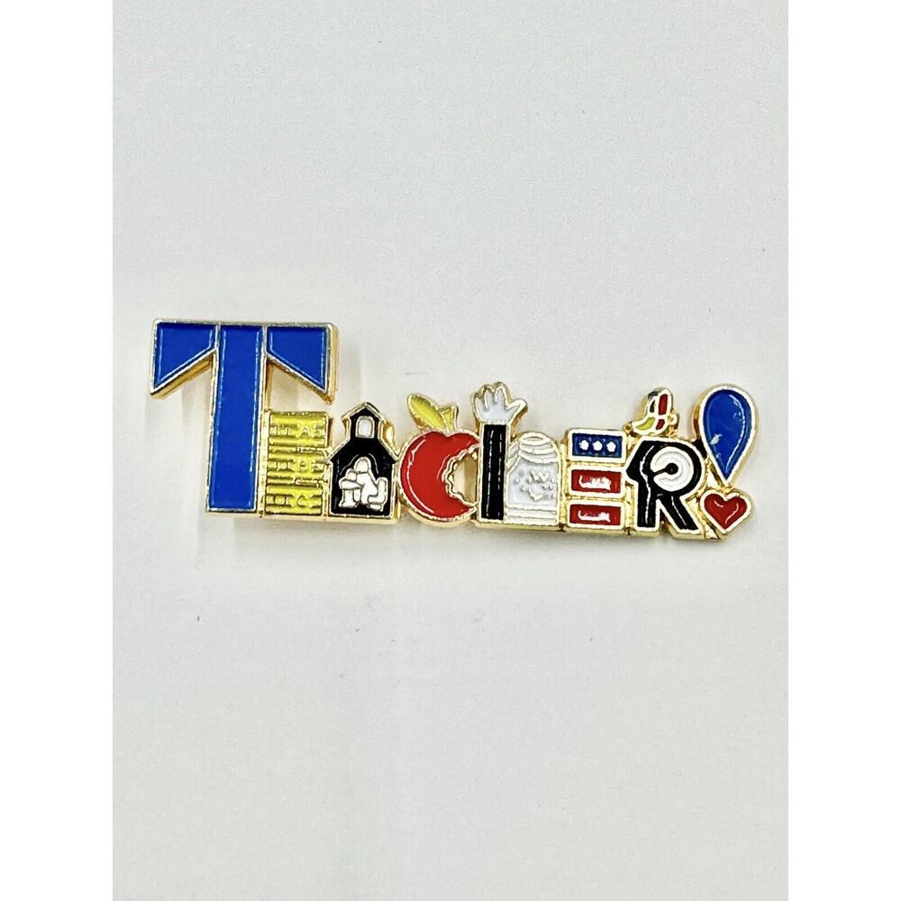 Teacher Enamel Colored Illustrated Letters‎ Lapel Pin